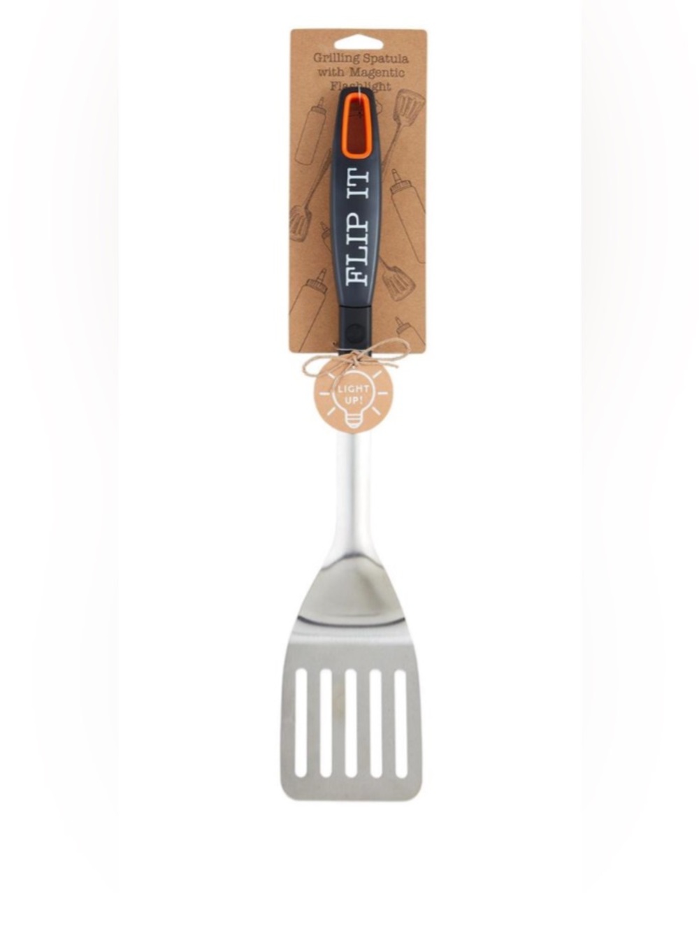 Stainless steel spatula with detachable LED flashlight